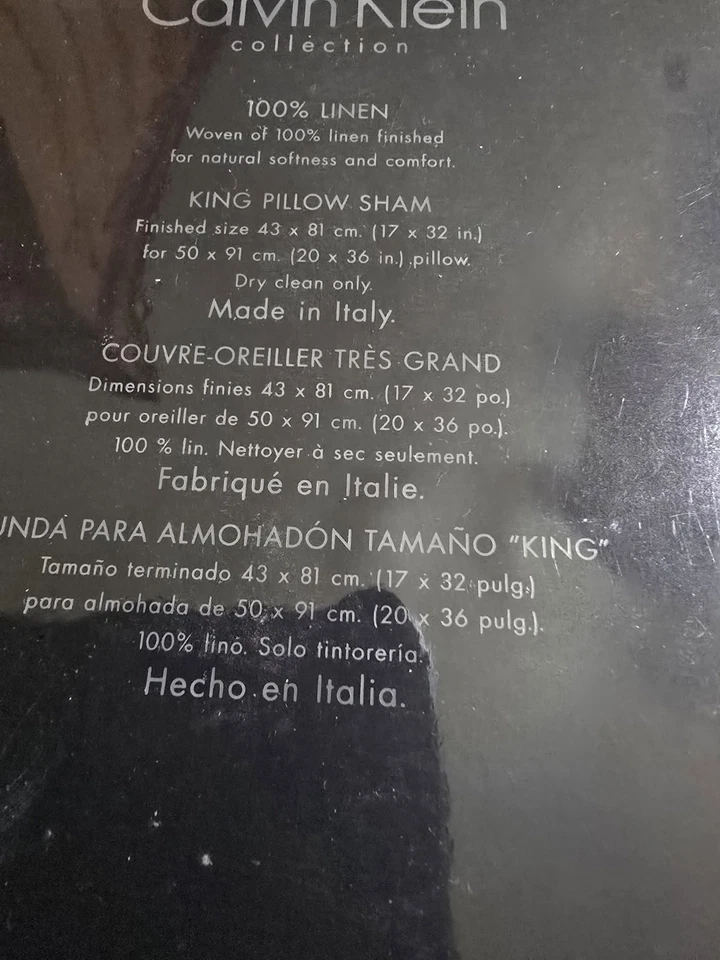 Calvin Klein Collection 100% Linen LX Chalet Oat King Pillow Sham New MSRP $290 - Image 3 of 4