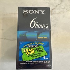 4 Pack - Sony 6-Hour Premium Grade HD Blank VHS T-120 VCR Video Tapes NEW Sealed