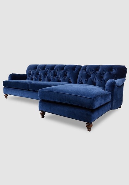 Ecksofa Sofa Couch Polster Blaue Chesterfield Eck Garnitur Couchen Sitz Textil-image