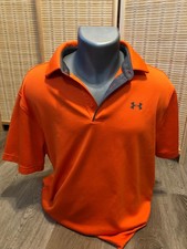 Under Armour Golf SS Men's Heatgear Polo Shirt Orange Large L Loose H609