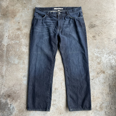 DKYN Jeans Dark Indigo Pants Denim Straight Leg Fit Size: 38x30 Whisker Fade