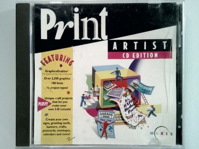 Maxis Print Artist CD Edition Software 2300 Grafiken 100 Schriften 1994