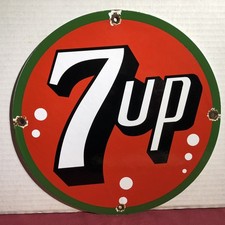 Vintage 7up Porcelain Sign Soda Pop Cola Drink Advertising Sign