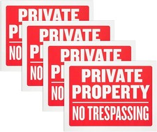 8 Pack Private Property No Trespassing Sign 9 x 12 Inch Weatherproof,