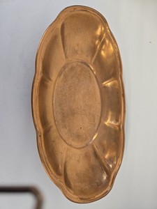 Coppercraft Guild Oblong Serving Tray Dish Oval Copper Ornate Etched Patter