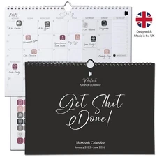 Wall Calendar 2025-2026 with Stickers. Month to View, January 25 to June 26 (...