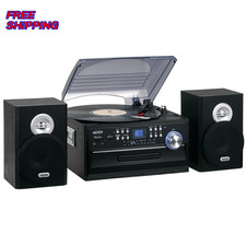 Jensen Home Shelf Stereo Record Player System With Speakers iPod Aux Vinyl CD