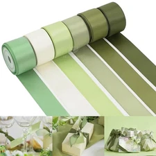  Sage Green Satin Ribbon 1 inch Sage Double-Faced Silk Satin Ribbon for Gift 