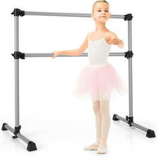Goplus Double Ballet Barre Bar, Portable 4 FT Freestanding Dancing Bar W/ 7 - 4