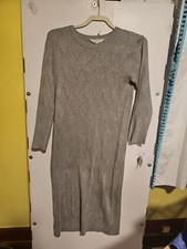 NWT Ophelia Roe Women's Size Medium Gray Chevron Sweater Knit Dress 3/4 Sleeve