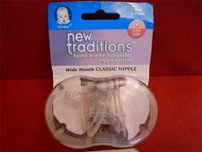 GERBER New Traditions Wide Mouth bottle Nipples 2 styles 3 flow rates you choose