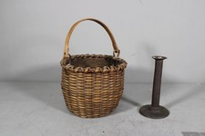 NICE TALL 19TH C SWING HANDLE BASKET IN ORIGINAL SURFACE NEAR PERFECT CONDITION