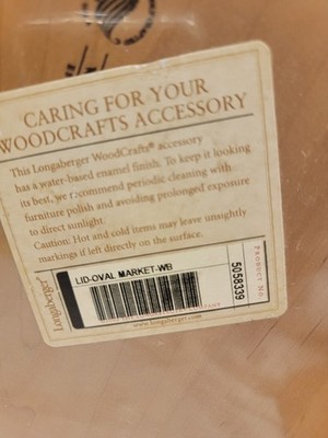 Longaberger Woodcrafts New Sealed Lid - Oval Market Basket - Warm Brown 5058339