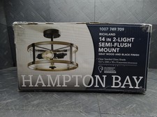 Hampton Bay Richland 2-Light Grey Wood Semi F...