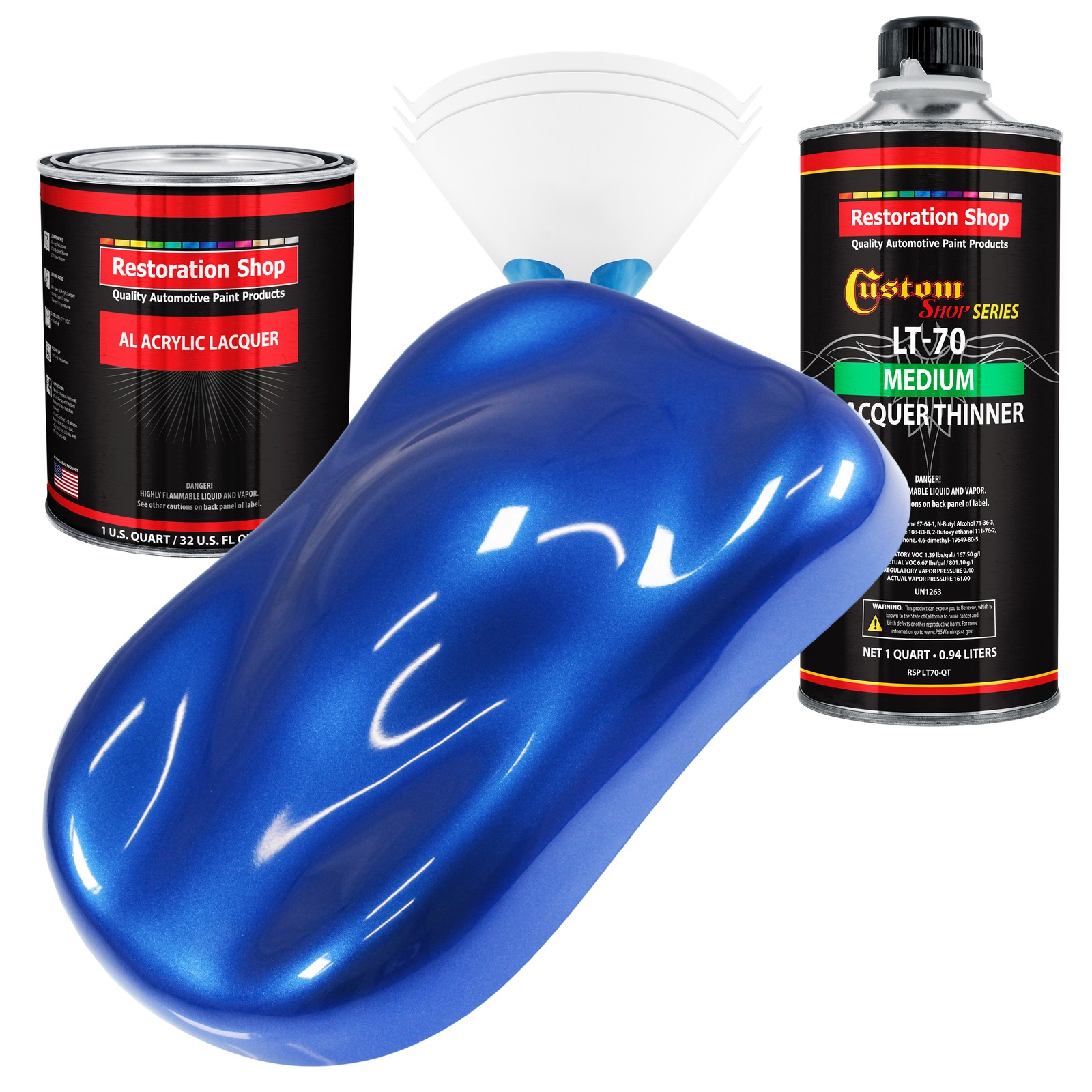 Daytona Blue Pearl Acrylic Lacquer Quart Auto Paint Kit with Medium Thinner