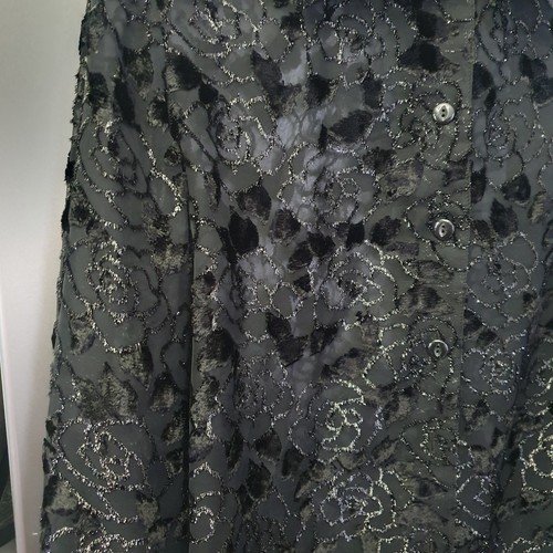 Vintage Black Burnout Blouse Tunic Shirt EU44 UK16 US12 Shiny Floral Whimsigoth - Picture 6 of 17