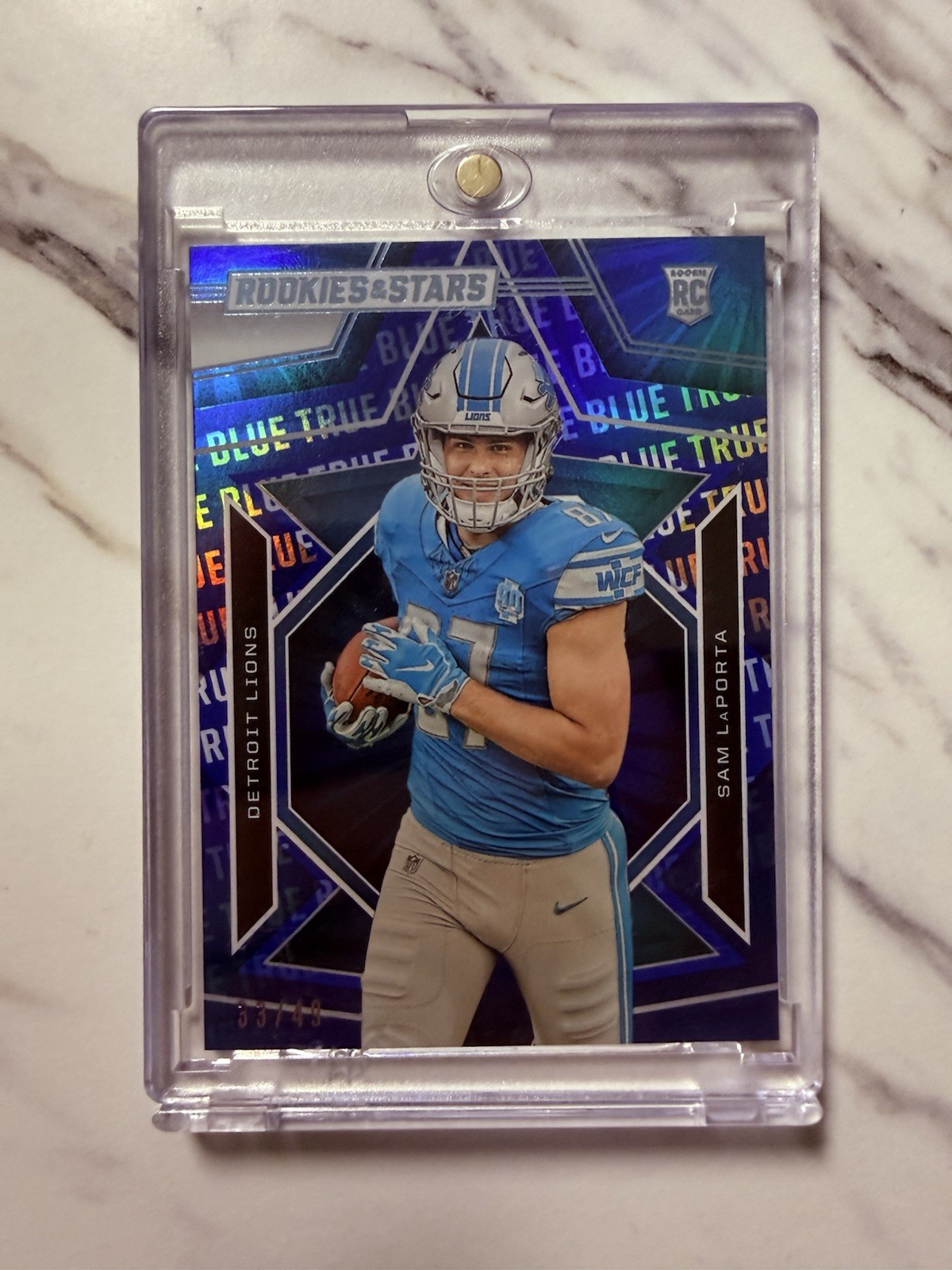 2023 Panini Rookies & Stars True Blue #179 Sam LaPorta /49 Rookie RC Lions