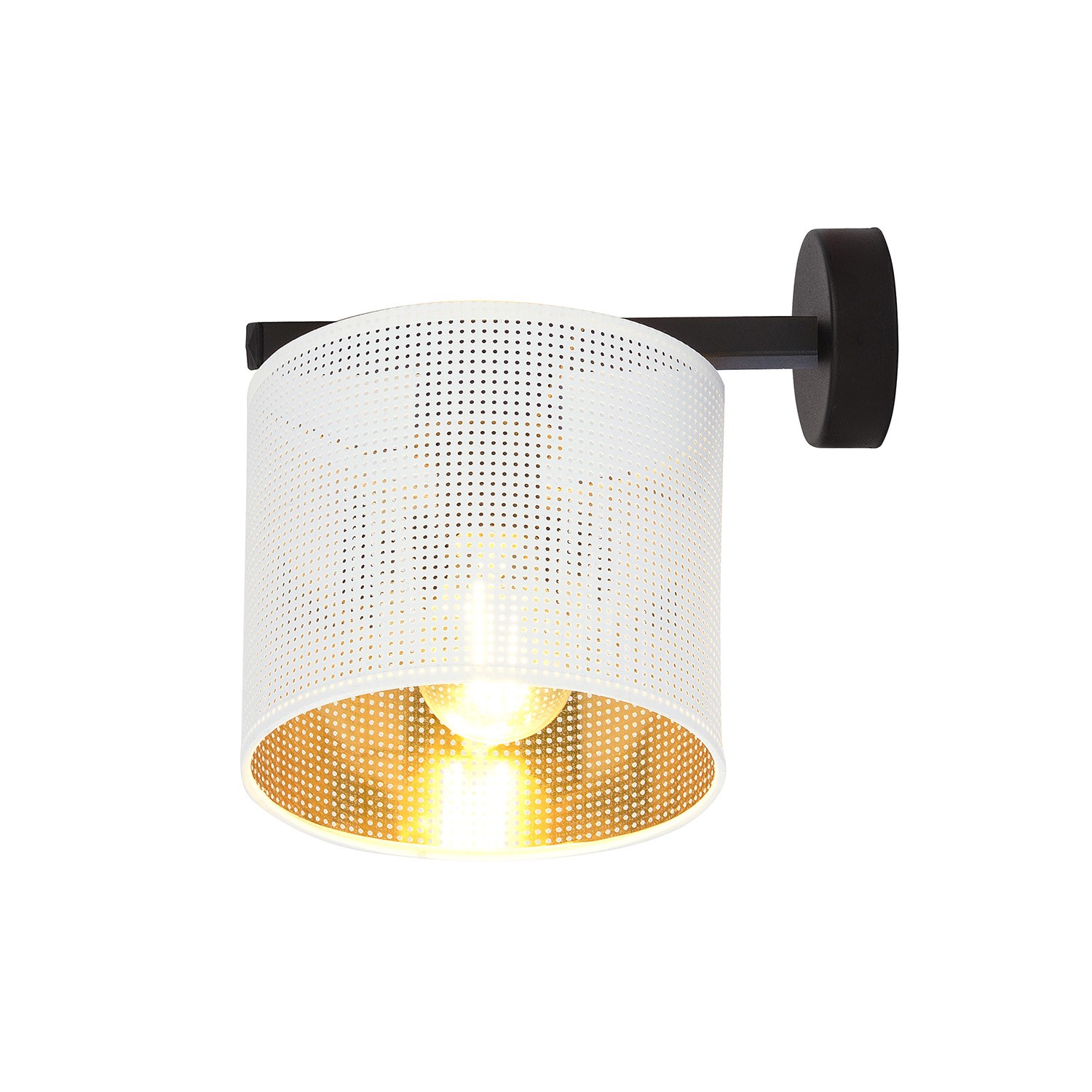 Applique Cigno Industrial Bianco Oro - Lampada Parete Acciaio Moderna