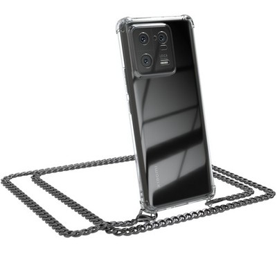 Für Xiaomi 13 Pro Handyhülle zum Umhängen Kordel Tasche Kette Case Dunkelgrau