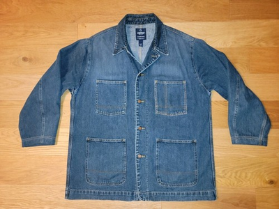 #ad OshKosh Mens Workwear Denim Jacket Chore Coat Blue Cotton XL Vintage $79.99