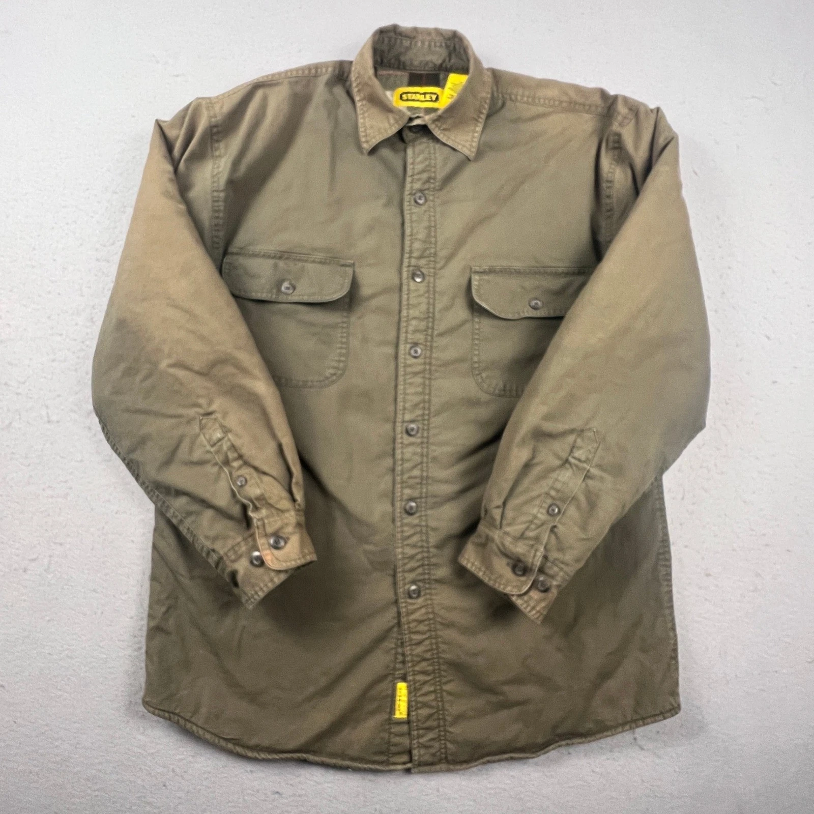 Stanley Canvas Shirt Jacket Mens M Brown Fleece Lined Insulated Workwear Shacket - product detail image 1