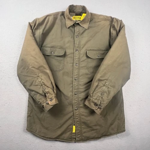 Stanley Canvas Shirt Jacket Mens M Brown Fleece Lined Insulated Workwear Shacket video thumbnail