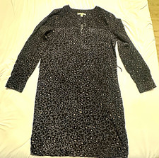 Banana Republic Gray/Black Leopard Print Dress Long Sleeve Size 6