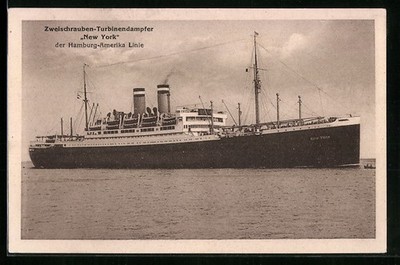 AK Passagierschiff New York, der Zweischrauben-Turbinendampfer der Hamburg-Amer 