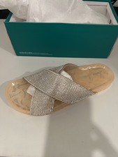 Lauren Lorraine Silver Rhinestone Sandals Size XL