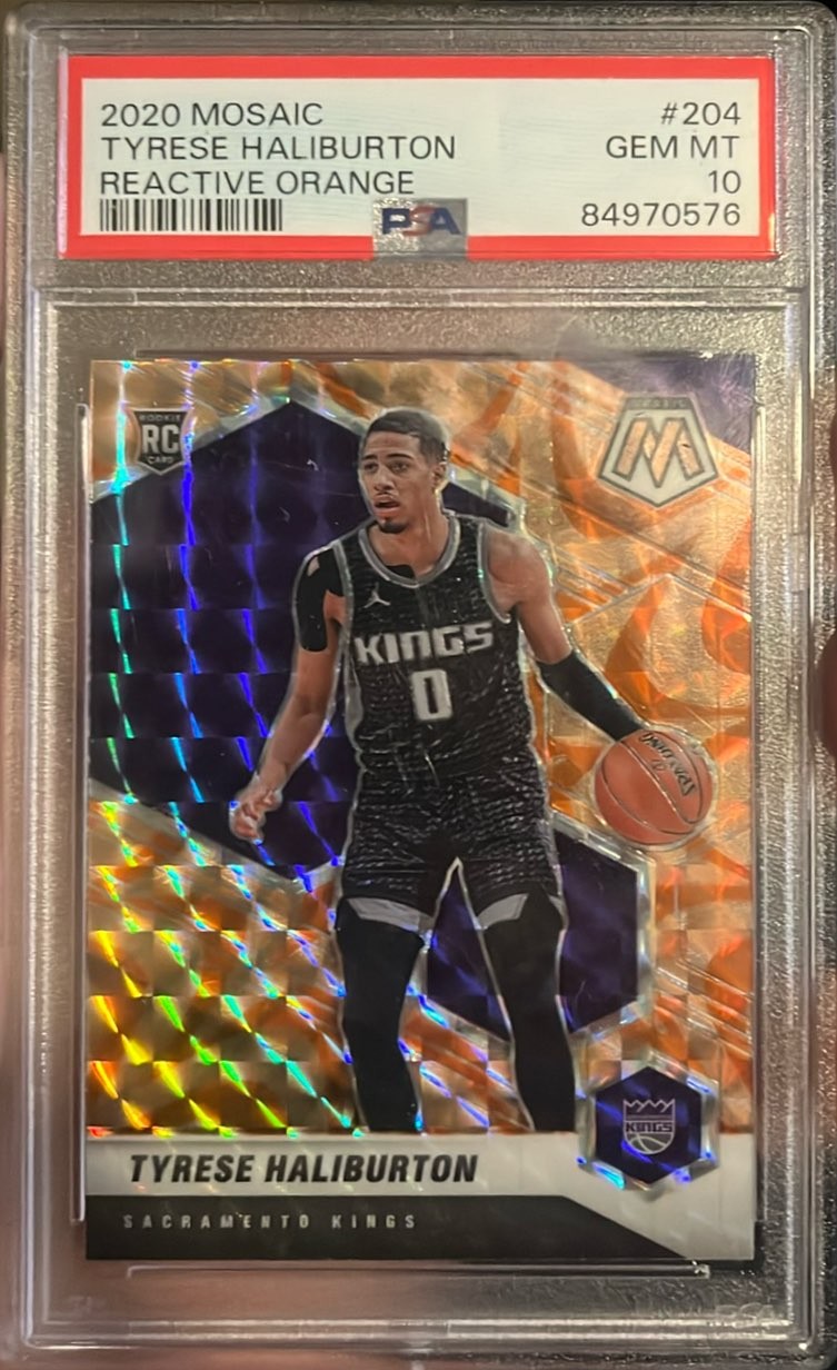 2020 Panini Mosaic #204 Tyrese Haliburton Mosaic Reactive Orange PSA GEM MT 10