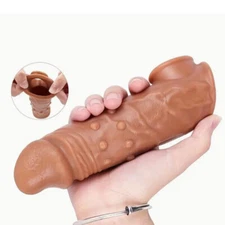 Penis-Extender Enlarger Girth Enhancer Realistic Sleeve Men Condom Sheath Male