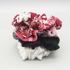 Set of 5 Black  Red Scrunchies