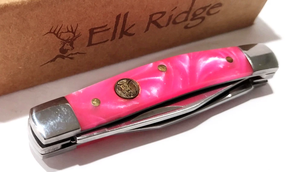 Elk Ridge Pink MOP Pearl Swirl Camping Hunting Folding Pocket Knife EDC - Image 3 of 4