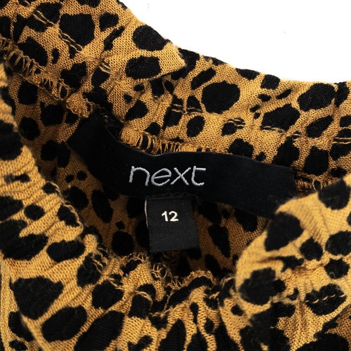 NEXT Brown Black Leopard Print Tie Front Ruffle Trim Camisole Blouse - Size 12 - Picture 4 of 11