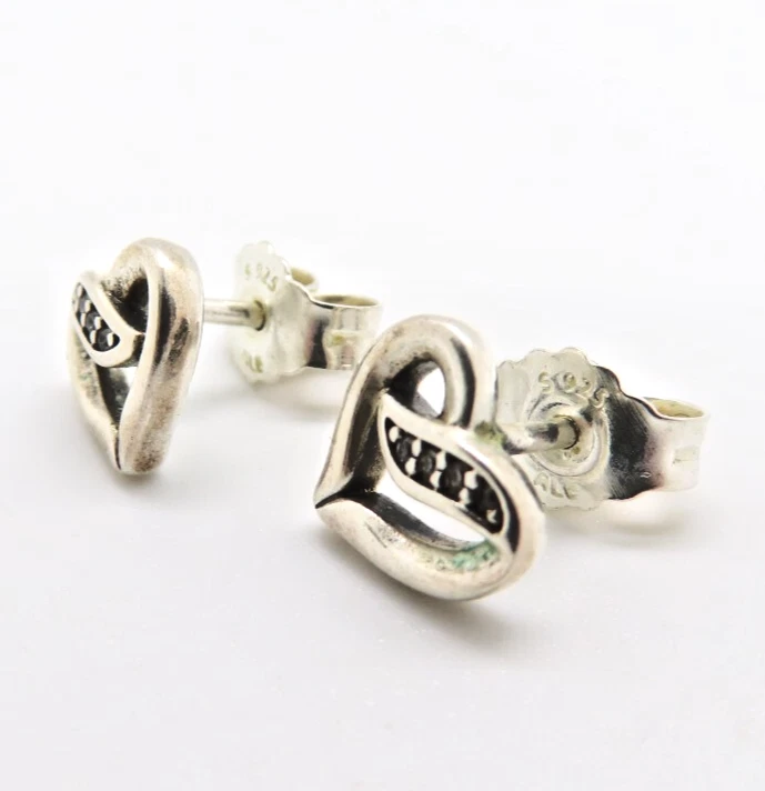 ORIGINAL Pandora Ohrstecker Ohrringe 925er Sterling Silber ALE Schmuckstein Herz - Bild 3 von 4