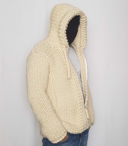 Hand knitting MEGA THICK mens woolen 