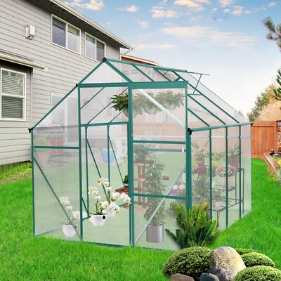 Outdoor Polycarbonate Greenhouse 6x8FT Aluminum Walk-in Greenhouse Kit w/ Vent