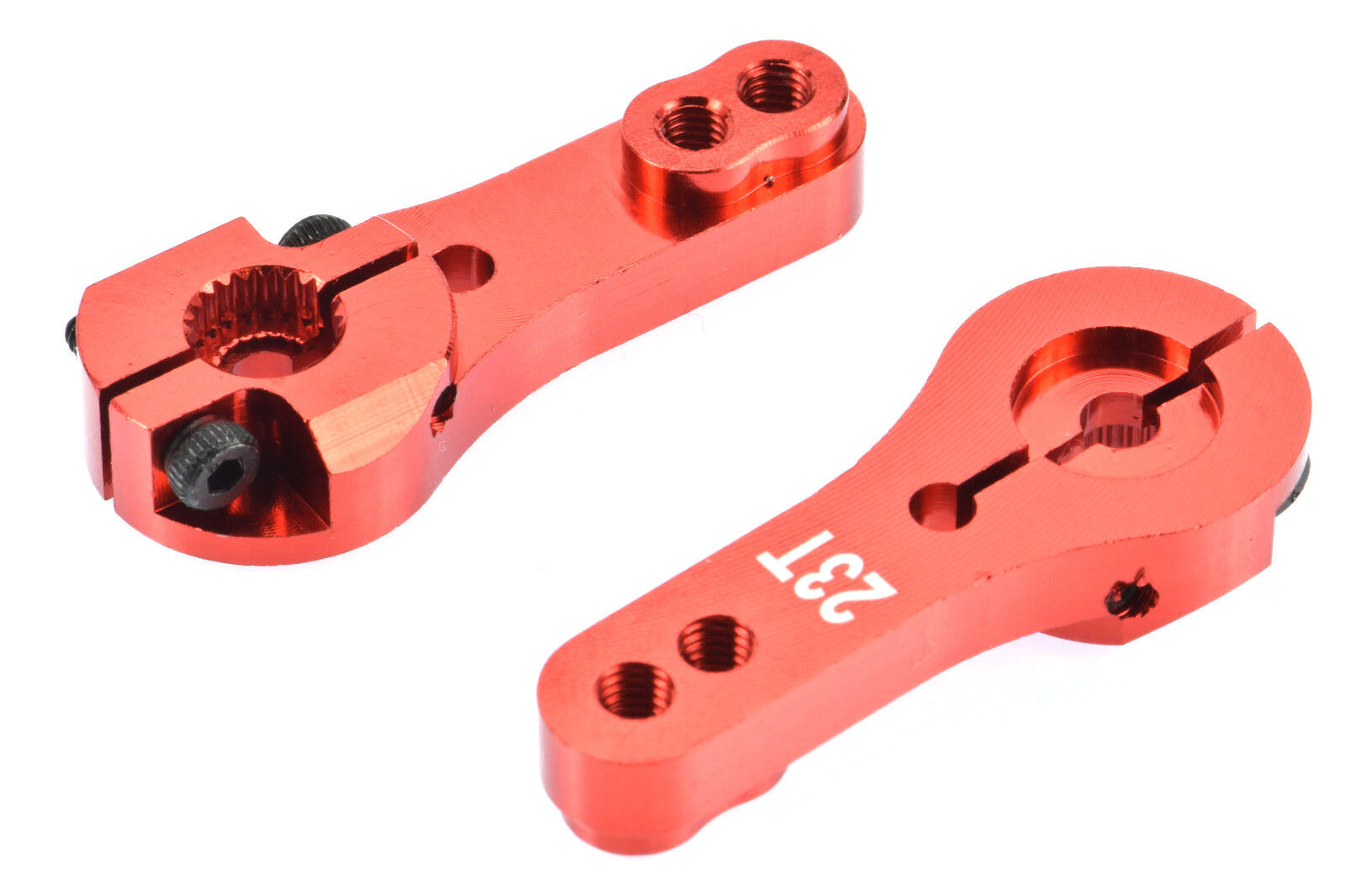Apex RC Products 23T JR Red Aluminum Dual Clamping Servo Horn -
