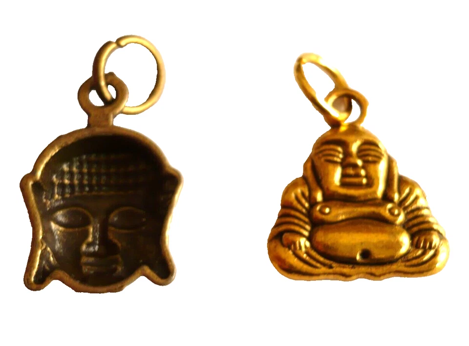 2 Anhänger BUDDHA Tibet Silber gold bronze Schmuck NEU - Bild 2 von 2