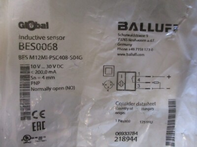 M12mi Psc40b S04g Sensore Di Prossimità Induttivo Balluff BES0068 BES M12MI- PSC40B-S04G - PNP, Nuovo Sensore Induttivo PNP M12 M12mi Psc40b S04g Sensore Di Prossimità Induttivo Balluff BES0068 BES M12MI- PSC40B-S04G - PNP, Nuovo Sensore Induttivo PNP M12