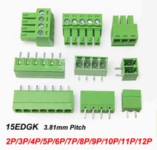 15EDGK Green PCB Terminal Block Connector 3.81mm Pitch 2 3 4 5 6 7 8 10 11 12PIN
