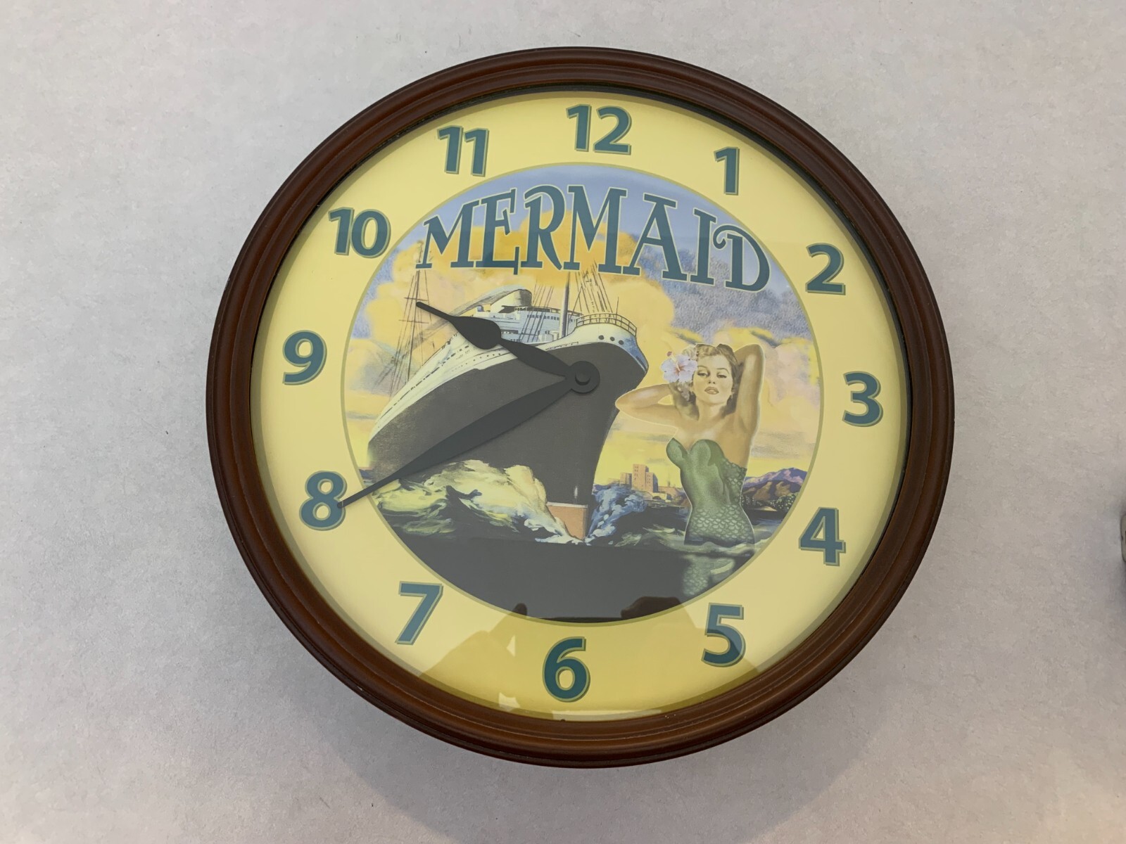 Mermaid Wall Clock - Mermaid Cruise Lines Ship - 13" Diamete