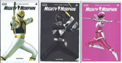 Mighty Morphin #8 Bon Bernardo Variant Cover Set Pink Black White Rangers MMPR