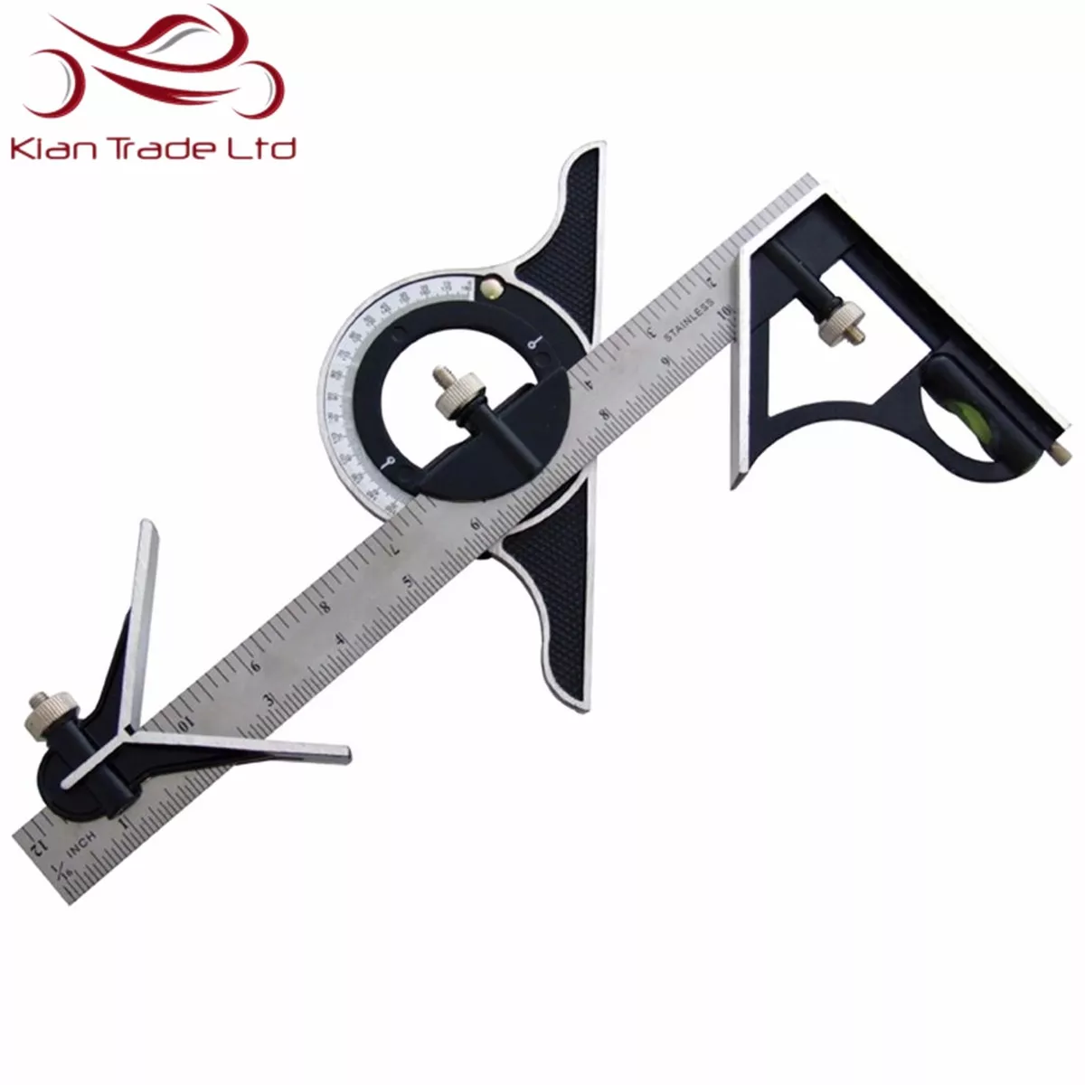 Combination Square Protractor Adjustable Spirit Level Measure Set 12