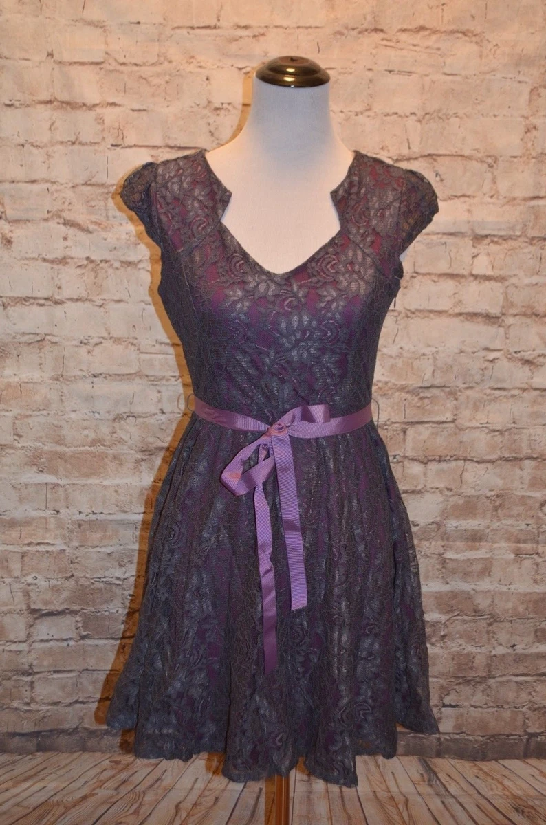 Robe De Cocktail Xhilaration – Dentelle Noire Et Marron – Taille S, Courte