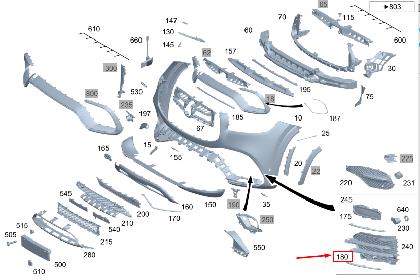 New MERCEDES-BENZ GLS X167 Front Right Lower Bumper Trim
