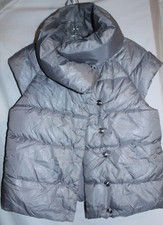 CRAZY 8 GIRLS PUFFY VEST, SILVER,YOUTH XL 14, FLEECE LINED, SNAP CLOSE, EUC