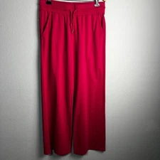 Another Love Quincy Wide Leg Lounge Pants Drawstring Pockets Ruby Red Size L