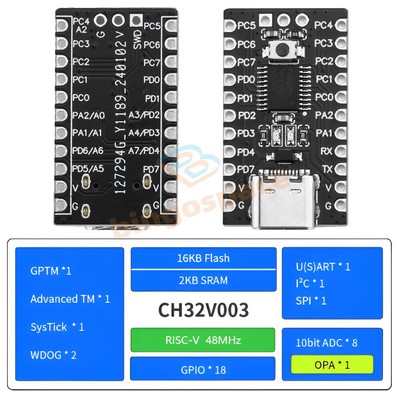1-10Piece Type-C CH32V003F4P6 Core Development Board RISC-V Processor IIC SPI