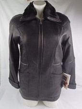 Vintage Women's Tibor Leather Jacket Size Small Black Lamb Fur Collar New W/tags